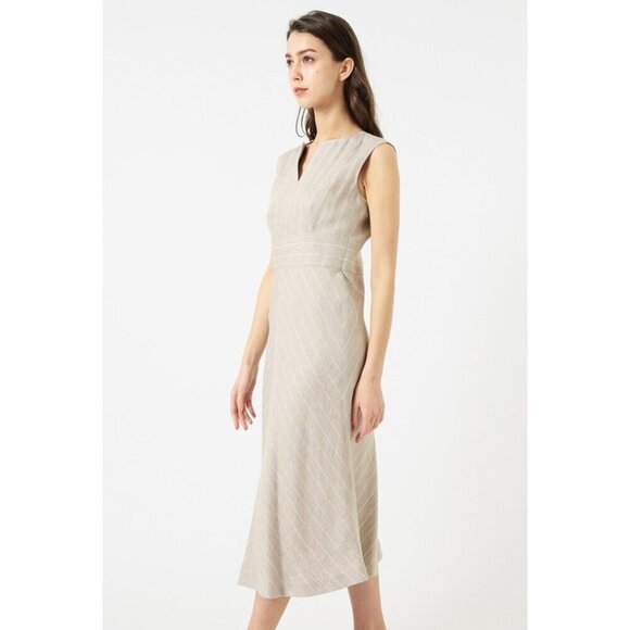 Max Mara Linen striped Sleeveless Midi Dress XS/S - Picture 2 of 11